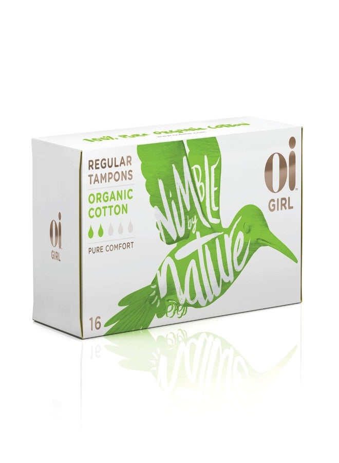 Oi Certified Organic Cotton Tampons | Box of 16 Regular Tampons | Non-Applicator - Image 1